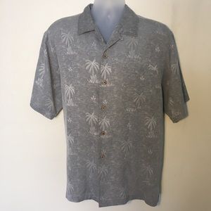 Tommy Bahama Gray Silk Hawaiian Shirt Sz M NWOT
